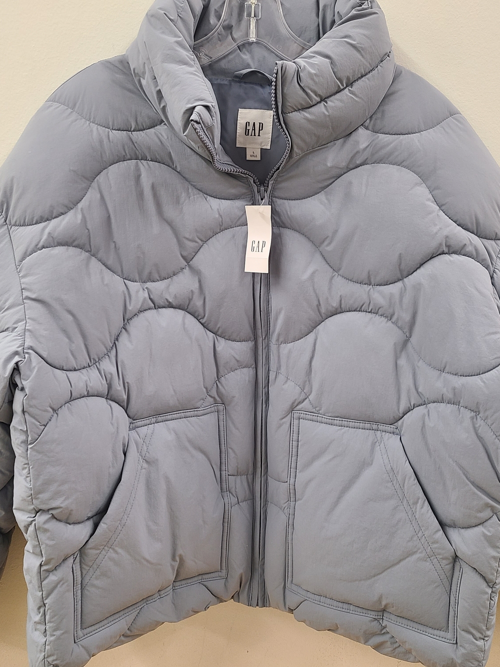 GAP Powder Blue Quilted Wave Puffer Jacket
